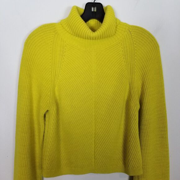 Anthropologie Maeve Cropped Turtleneck Sweater Sz S Yellow Boho Pullover - Picture 5 of 12